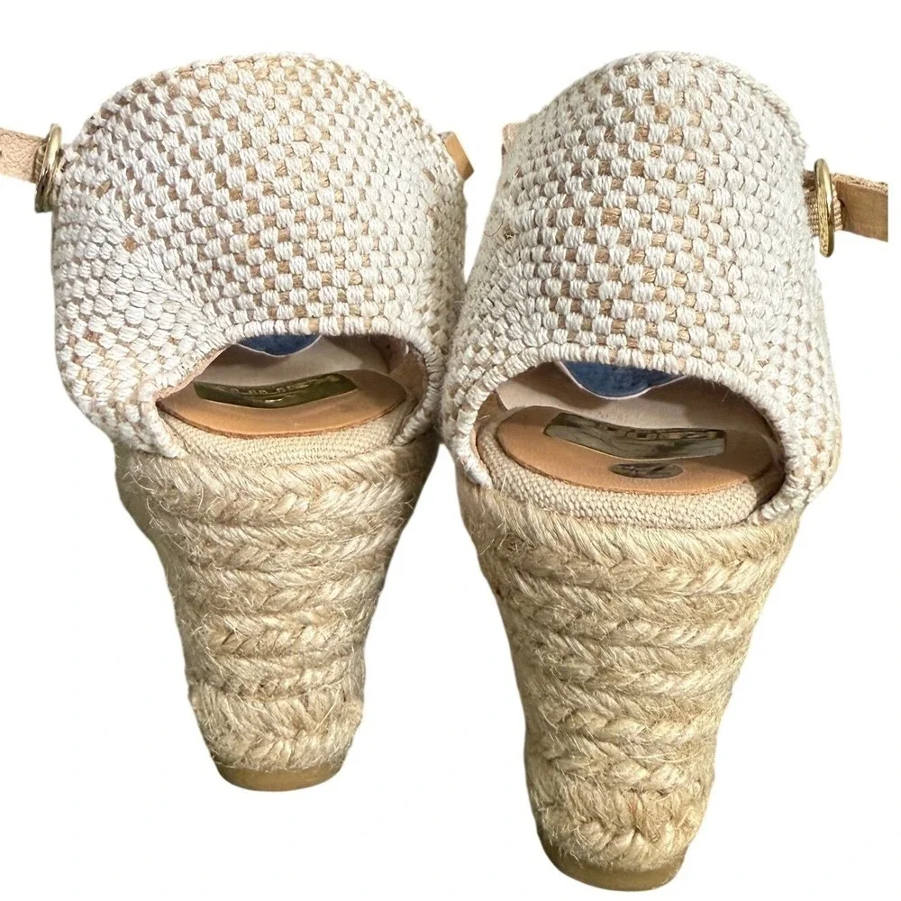 Kanna Navy Blue Suede Scalloped‎ Espadrille Wedge Sandals Spain Women 7.5 EU 38